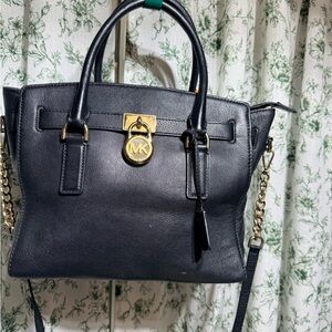 Michael Kors Black Satchel with Gold Accents